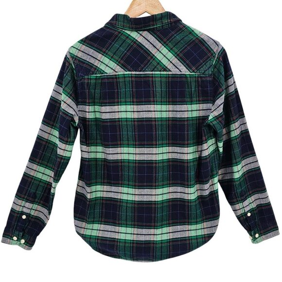 J Crew Womens S Half Zip Buffalo Plaid Popover Shirt Jacket Blue Green - Picture 5 of 11